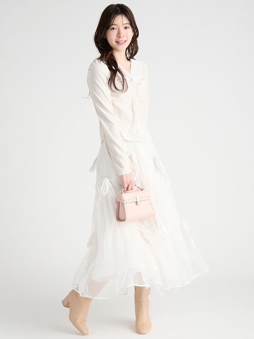 ベロアフロントギャザートップス(カットソー)｜TOPS（トップス