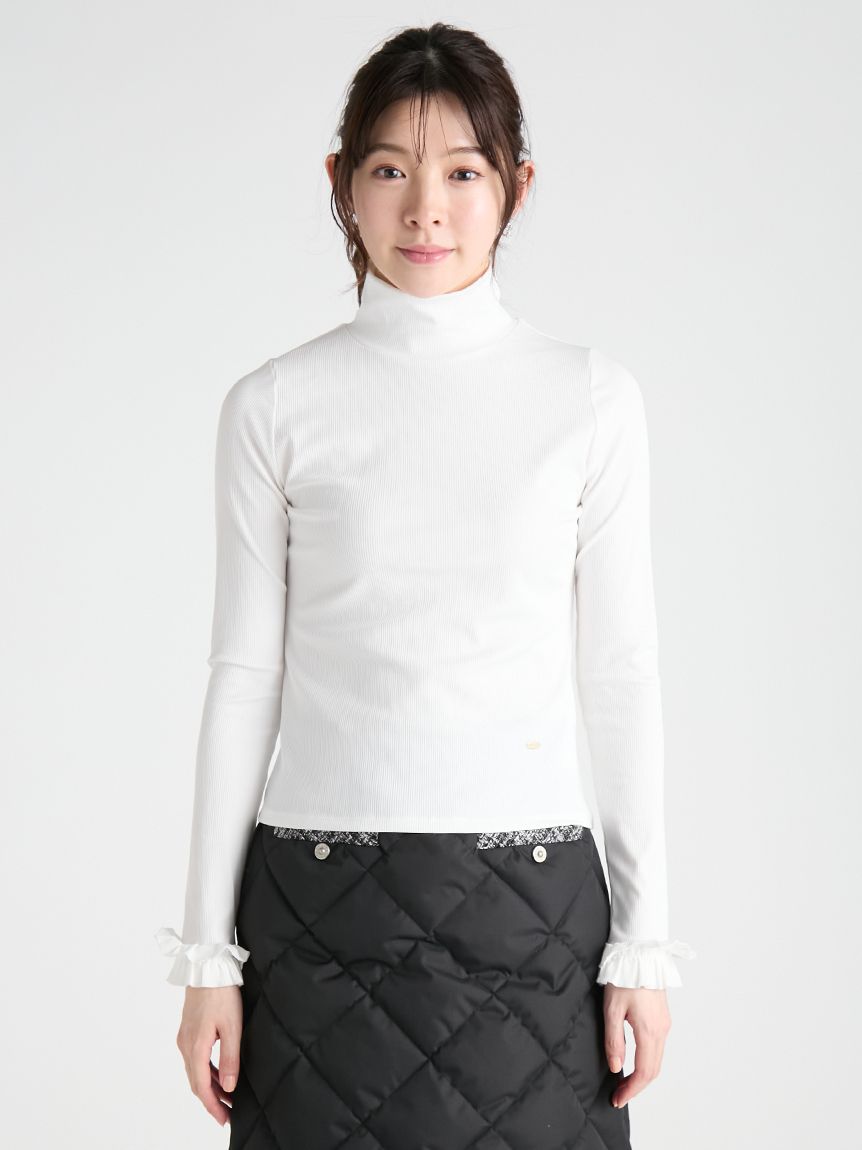 洗える】フリルスリーブタートルトップス(カットソー)｜TOPS（トップス