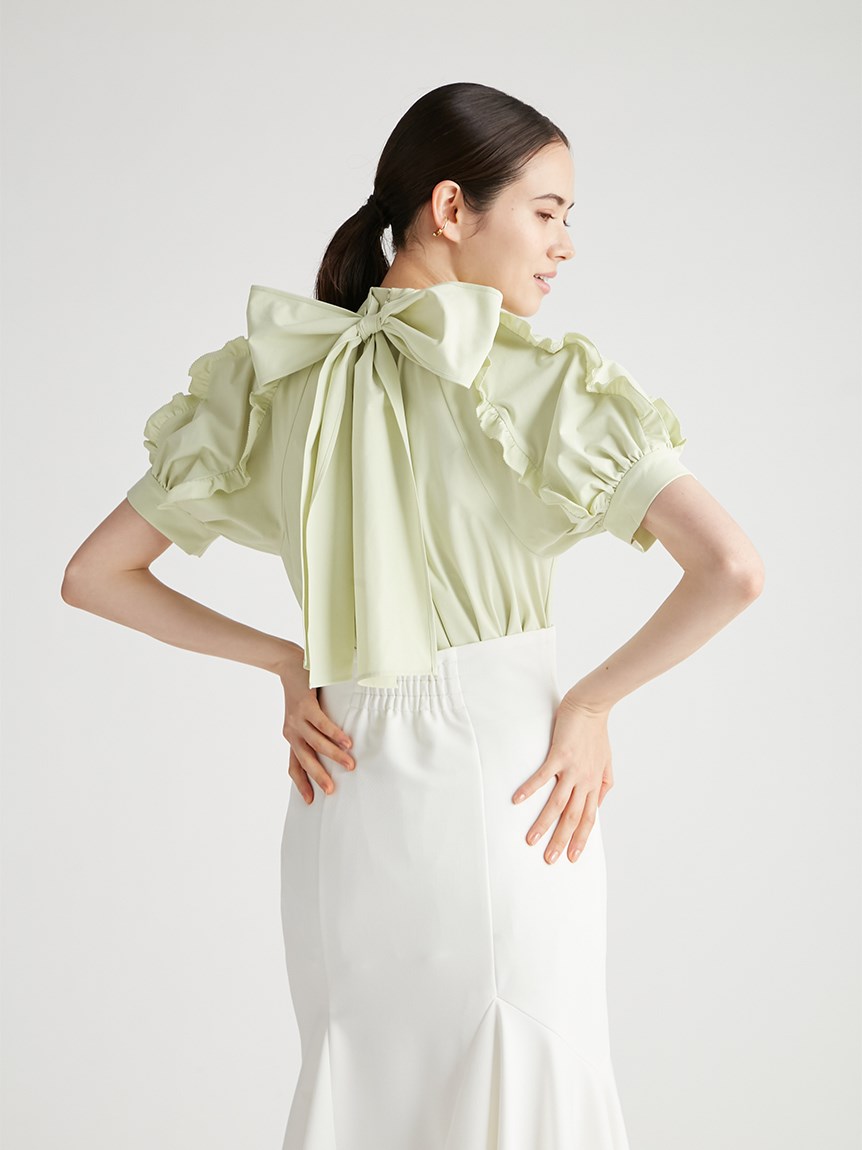 スカラップ切替バックリボンブラウス(ブラウス・シャツ)｜TOPS 
