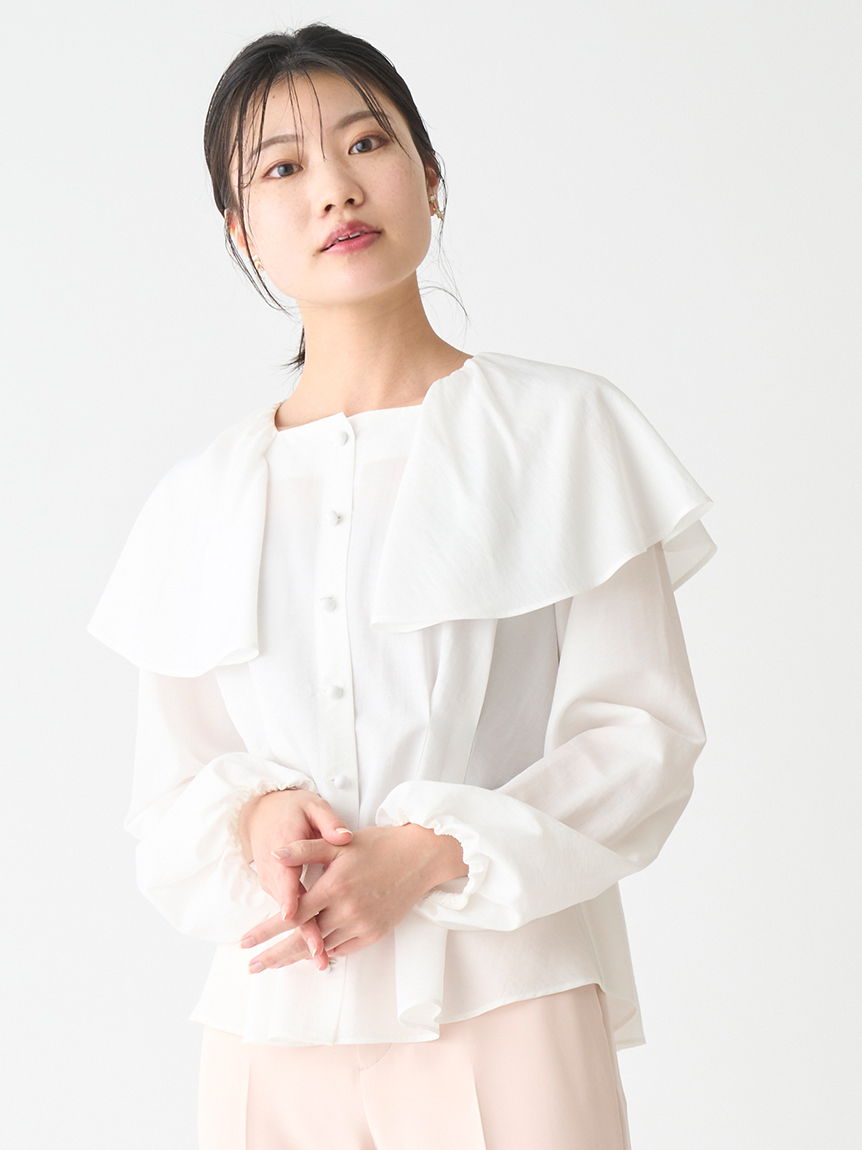 スクエアネックタックブラウス(ブラウス・シャツ)｜TOPS（トップス