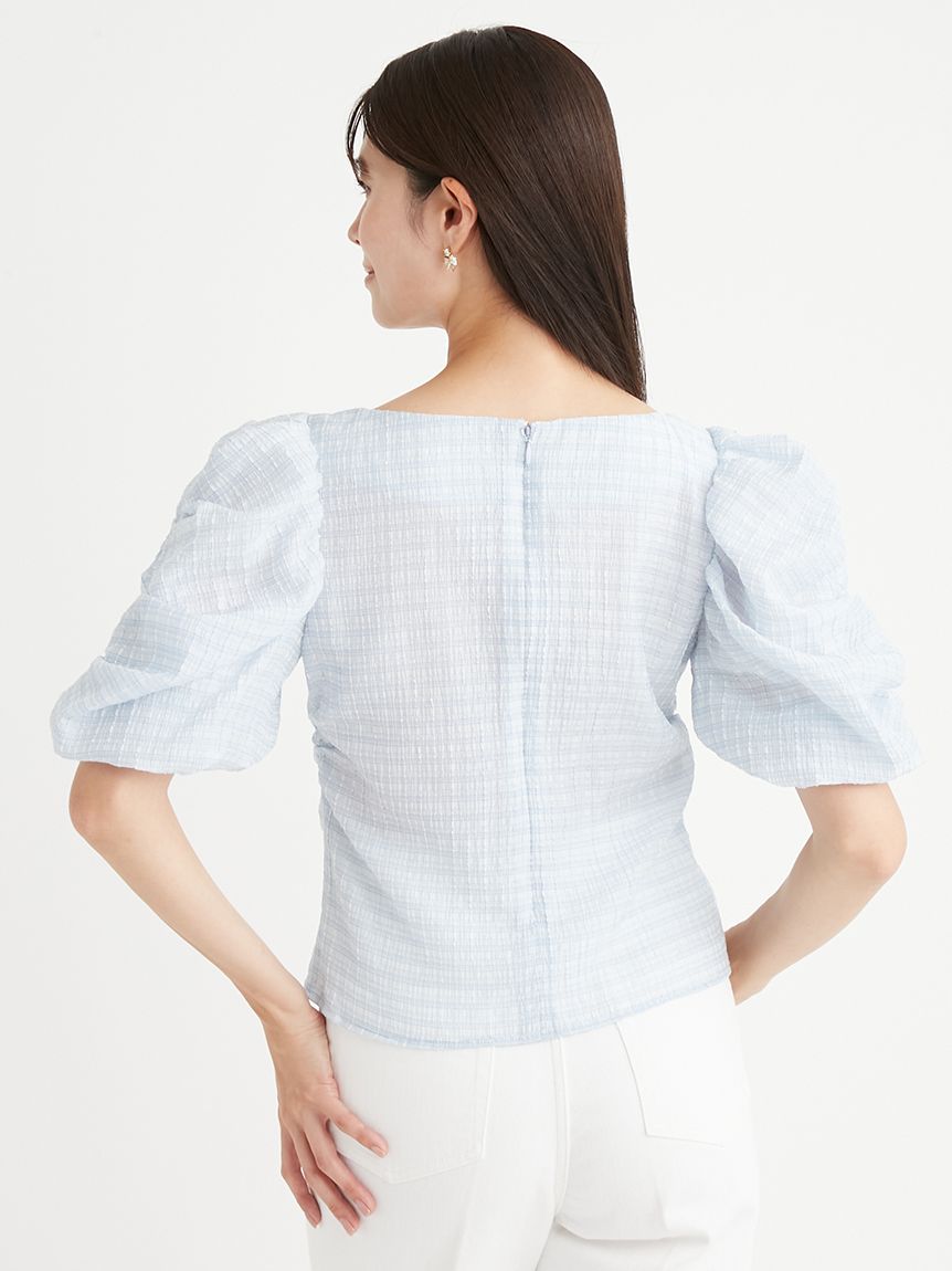 シャーリングチェックブラウス(ブラウス・シャツ)｜TOPS