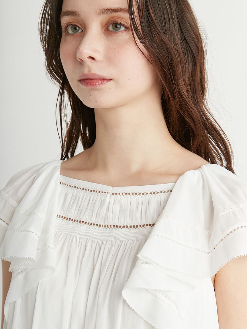割繊シフォンレースブラウス(ブラウス・シャツ)｜TOPS（トップス