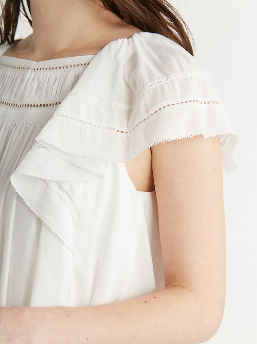 割繊シフォンレースブラウス(ブラウス・シャツ)｜TOPS（トップス