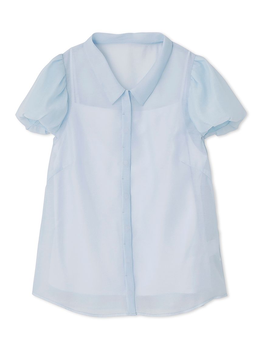 襟付きキャップスリーブブラウス(ブラウス・シャツ)｜TOPS