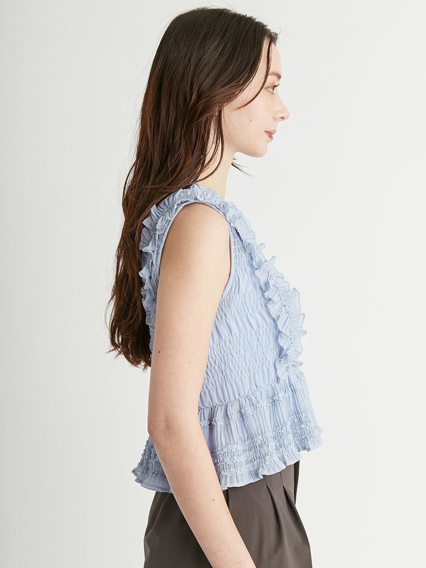 シャーリングフリルブラウス(ブラウス・シャツ)|TOPS(トップス シャーリングフリルブラウス(ブラウス・シャツ)|TOPS(トップス