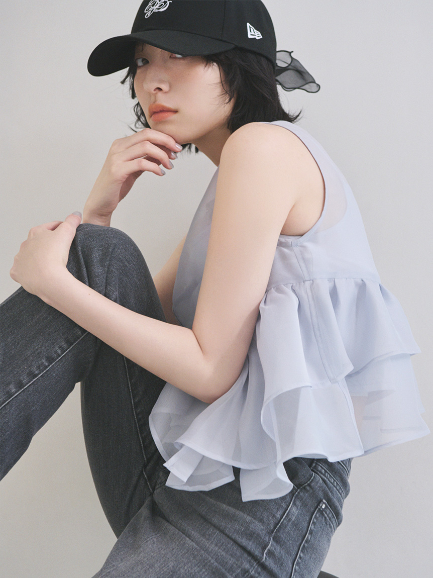 ラッフルペプラムシアーブラウス(ブラウス・シャツ)｜TOPS
