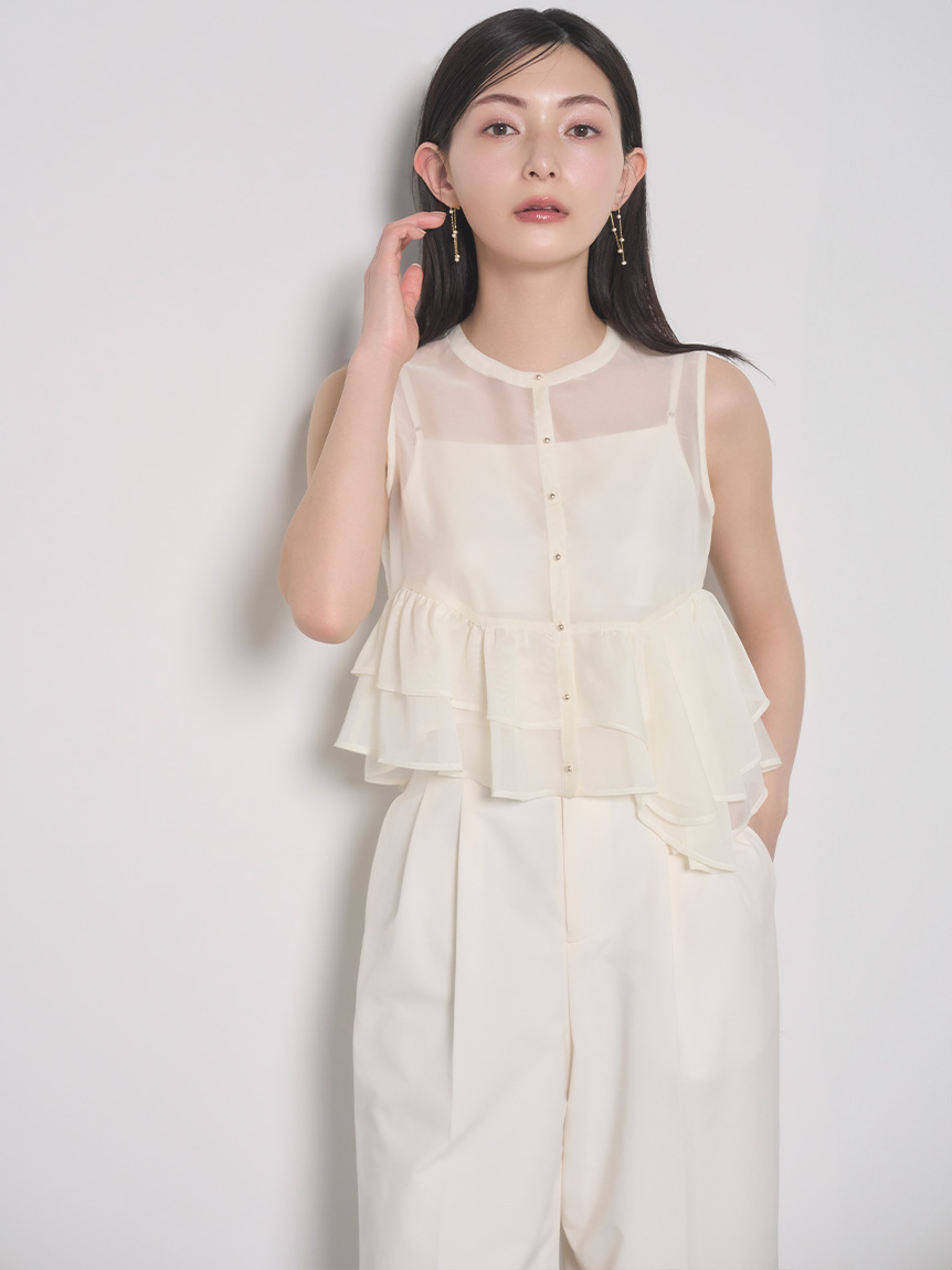 ラッフルペプラムシアーブラウス(ブラウス・シャツ)｜TOPS