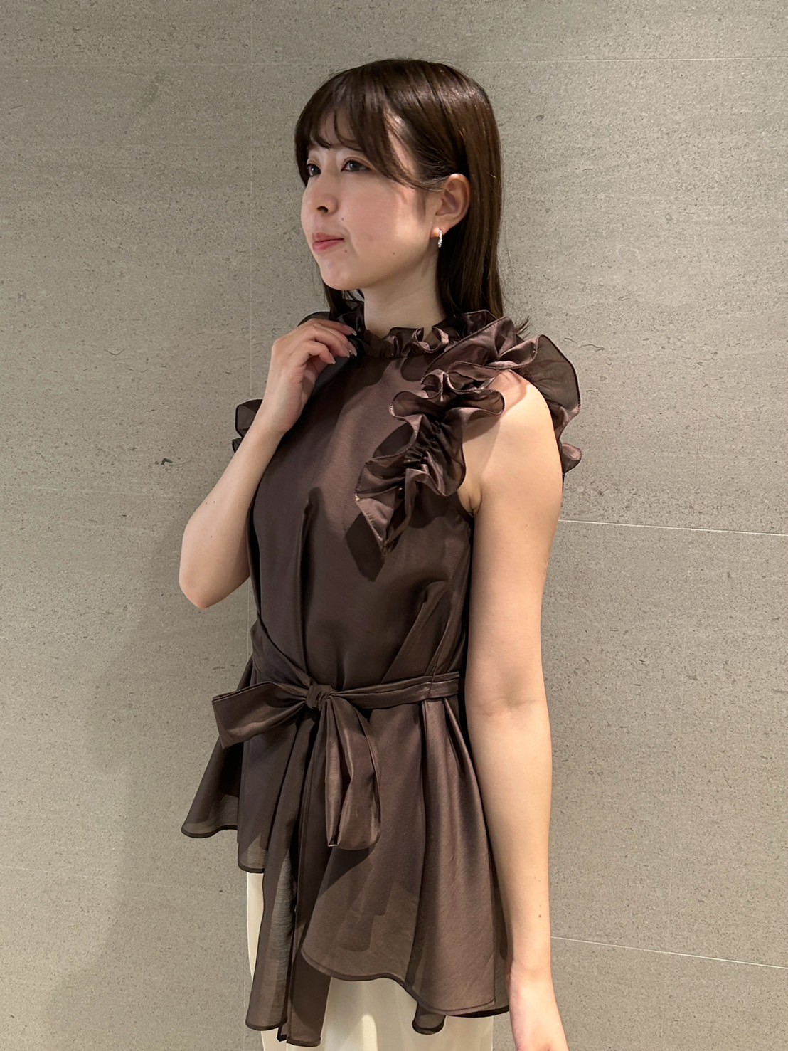 レアカラー♡CELFORD✨ラッフルブラウス ライトブルー 限定カラーあり】Aラインフレアラッフルブラウス(ブラウス