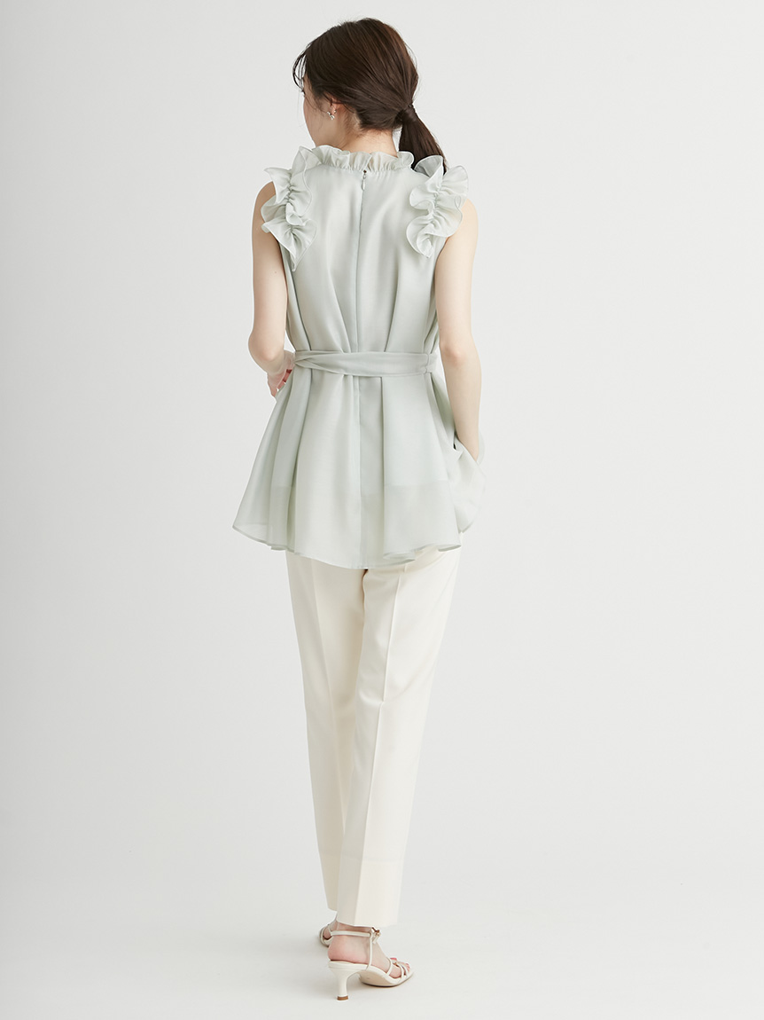 限定カラーあり】Aラインフレアラッフルブラウス(ブラウス