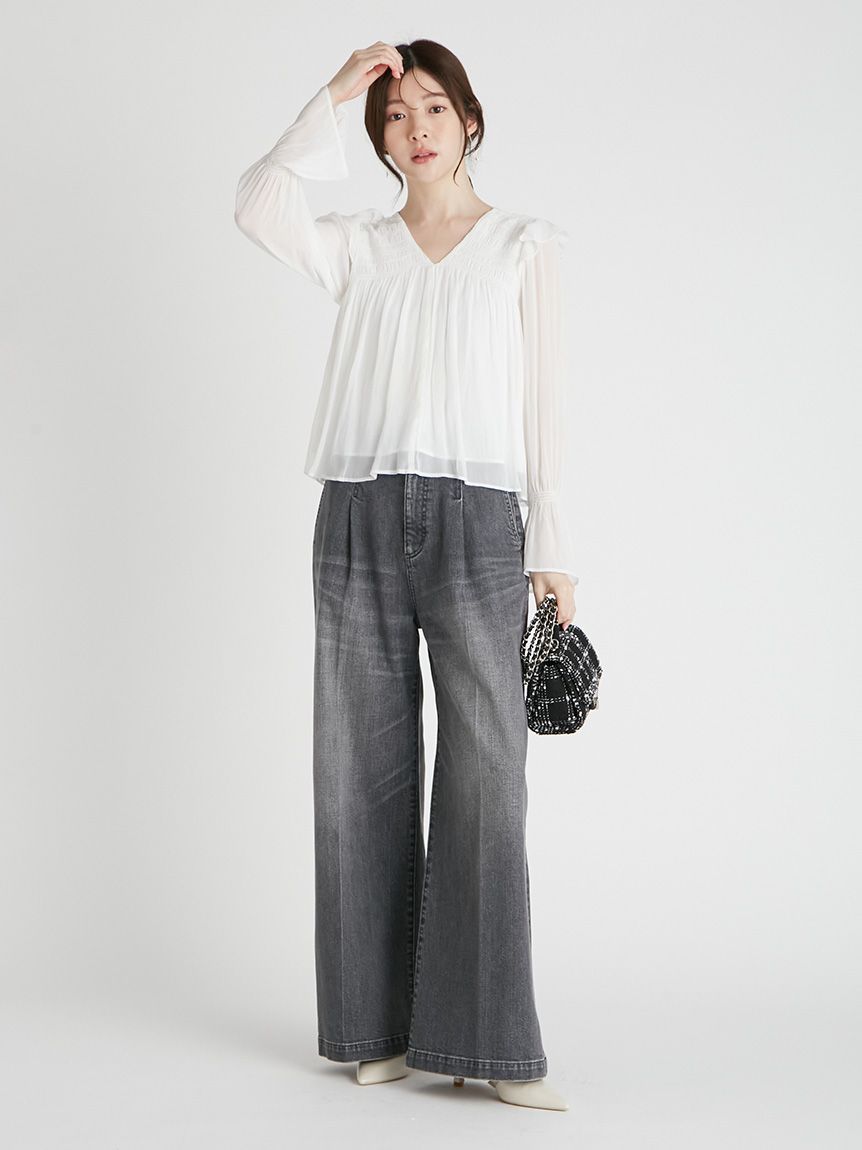 itoシャーリングブラウス Si-Si-Si スースースー ドット シャーリング ブラウス “SHIRRING