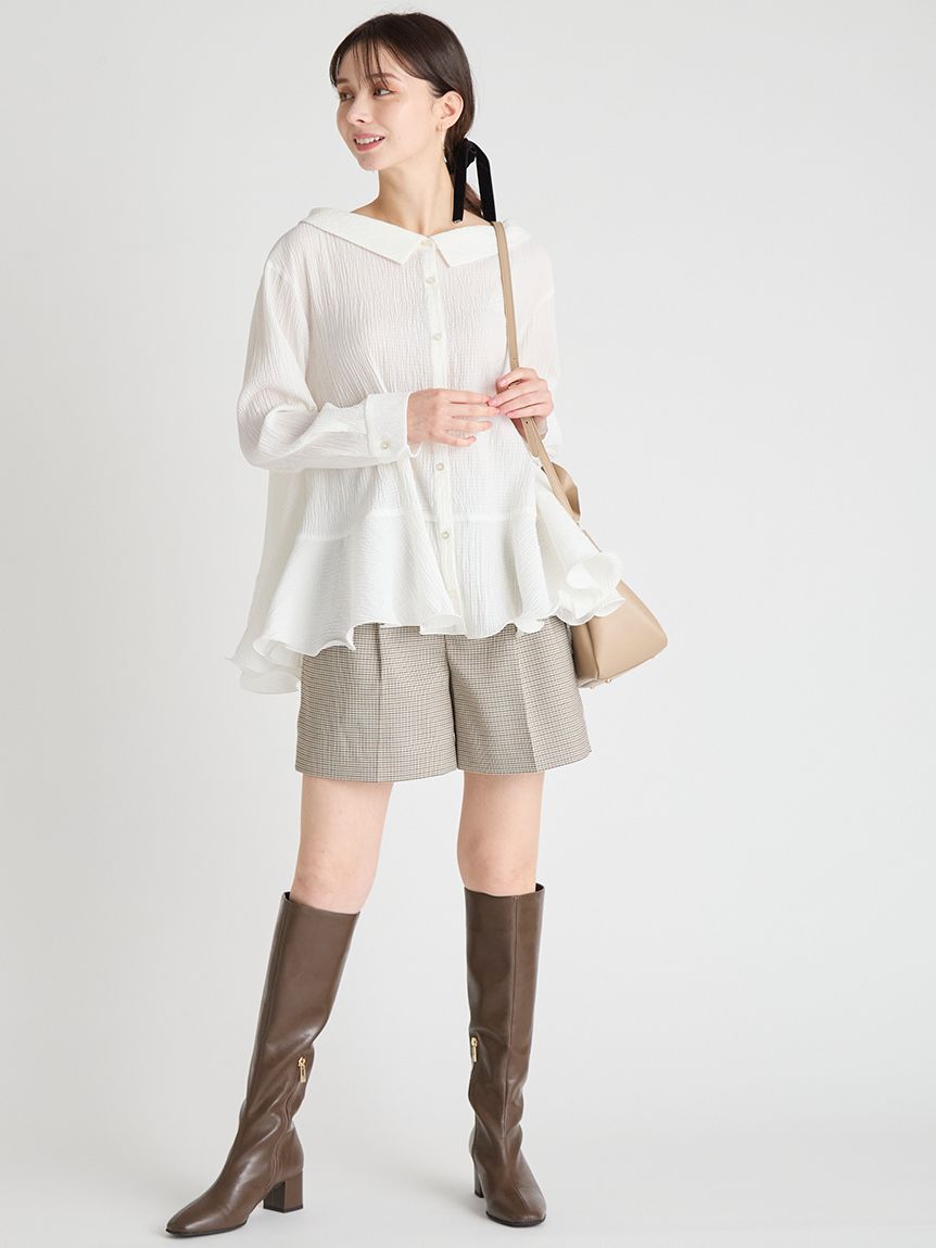 ラッフルヘムロングブラウス(ブラウス・シャツ)｜TOPS（トップス