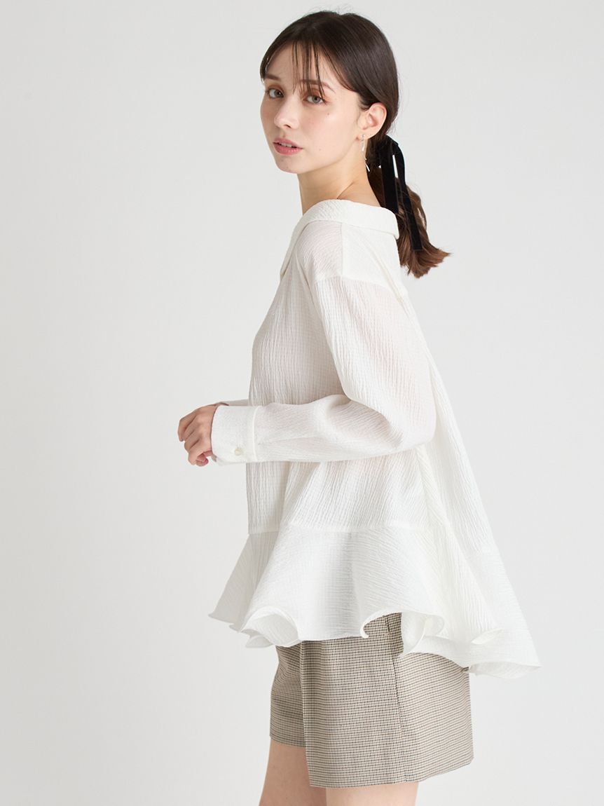 ラッフルヘムロングブラウス(ブラウス・シャツ)｜TOPS（トップス