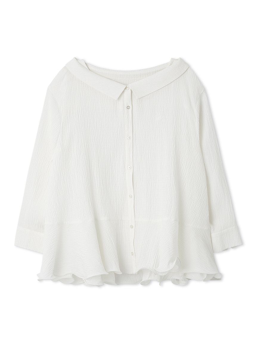 CELFORD（セルフォード）ラッフルヘムロングブラウス　ホワイト ラッフルヘムロングブラウス(ブラウス・シャツ)｜TOPS（トップス
