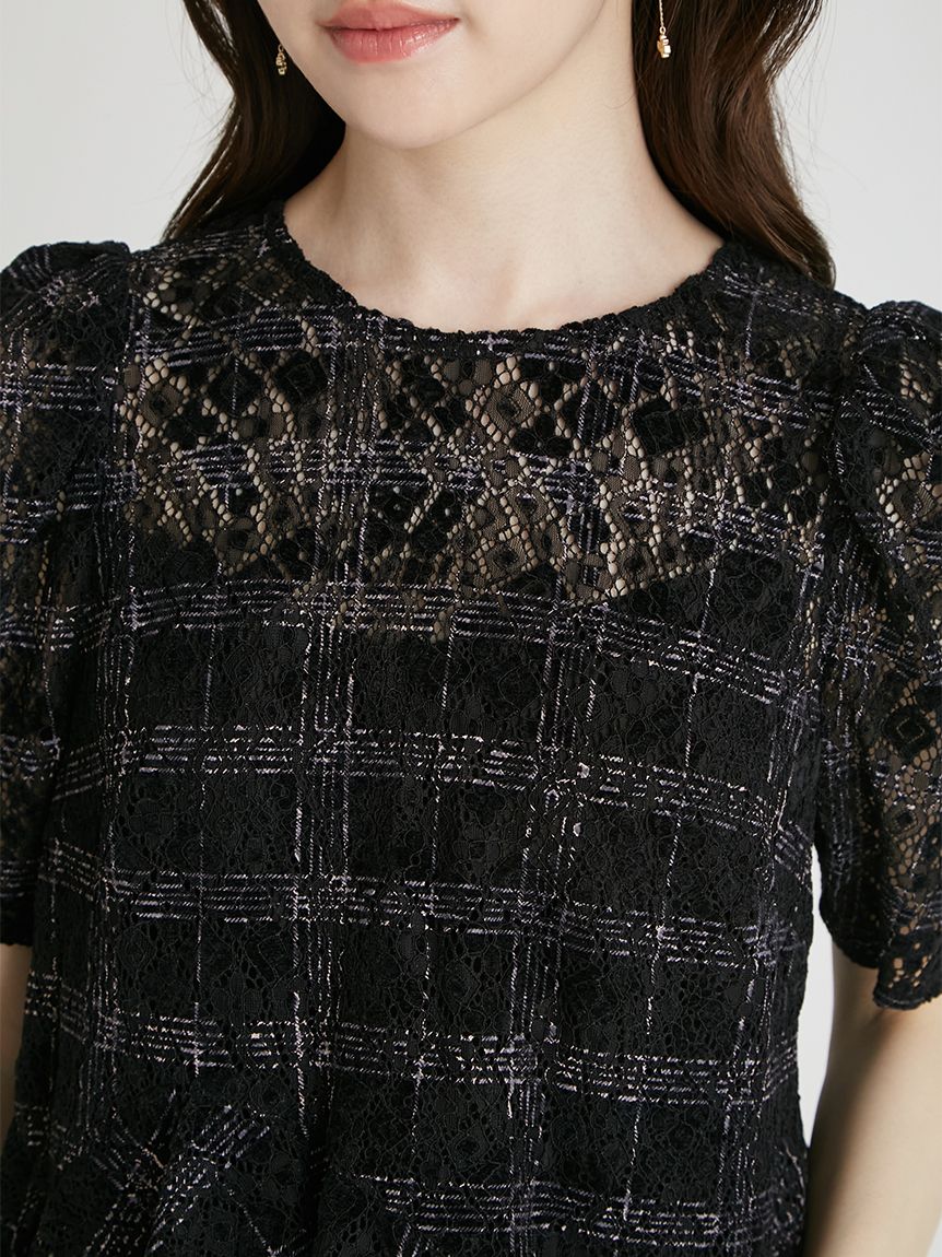 ブラッシュドレースペプラムトップス(ブラウス・シャツ)｜TOPS