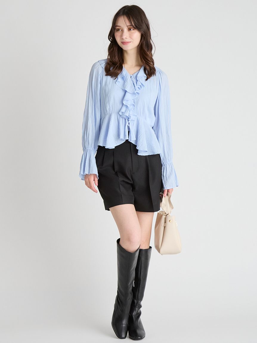 新品●CELFORDセルフォード●ペプラム 襟付きフリル ブラウス●36 フリルペプラムブラウス(ブラウス・シャツ)｜TOPS（トップス