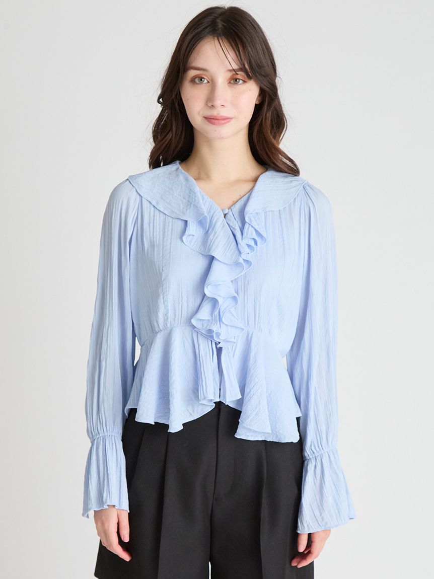 新品●CELFORDセルフォード●ペプラム 襟付きフリル ブラウス●36 フリルペプラムブラウス(ブラウス・シャツ)｜TOPS（トップス