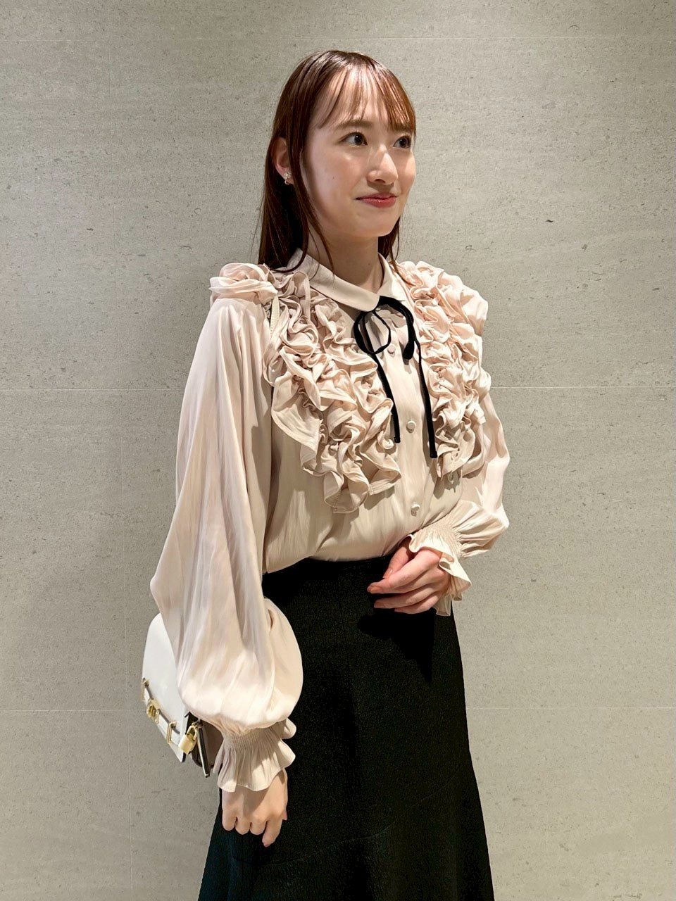 ウォッシャブル】フリルヨークシャツカラーブラウス(ブラウス・シャツ
