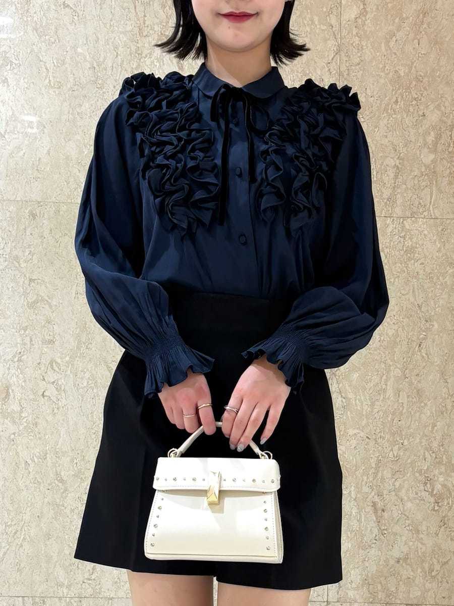 ウォッシャブル】フリルヨークシャツカラーブラウス(ブラウス・シャツ