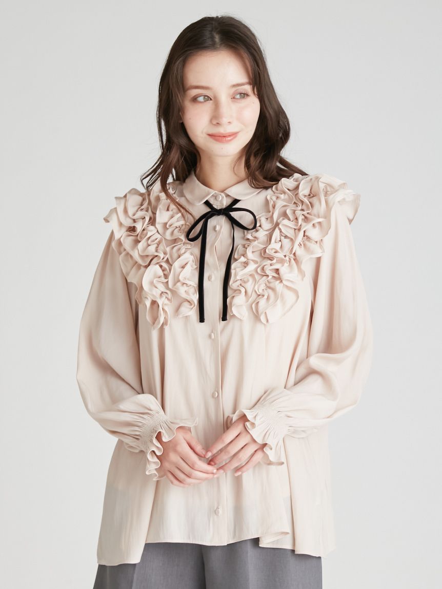 CELFORD デザインブラウス ライトグレー CELFORD セルフォード テープレース ブラウス ライトグレー