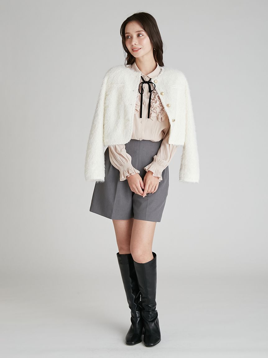 ウォッシャブル】フリルヨークシャツカラーブラウス(ブラウス・シャツ