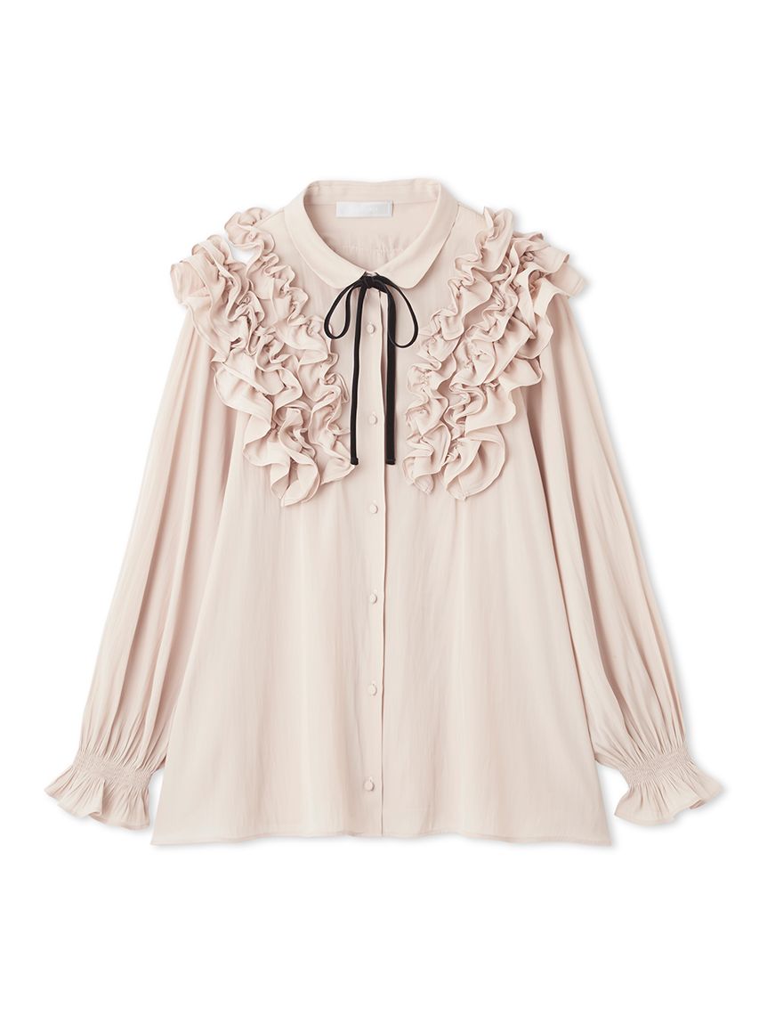 ウォッシャブル】フリルヨークシャツカラーブラウス(ブラウス・シャツ