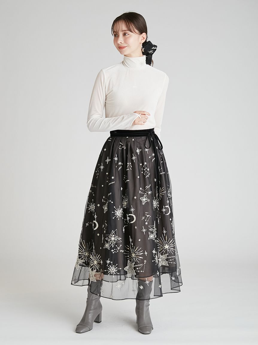 YUMI KATSURA for CELFORD】コラボスターリー刺繍ベロアトップス