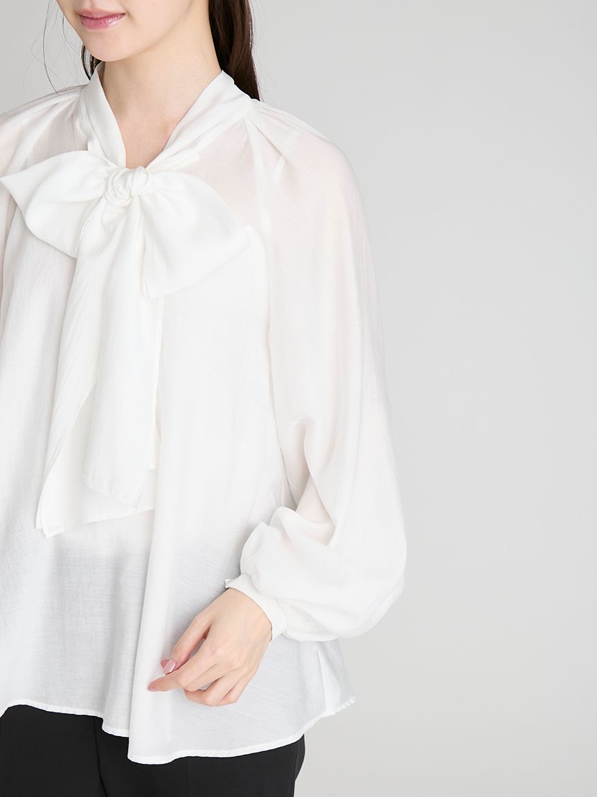 美品2025SS セルフォード　ビックリボンセミシアーブラウス　36 最終価格 美品2025SS セルフォード ビックリボンセミシアーブラウス 36