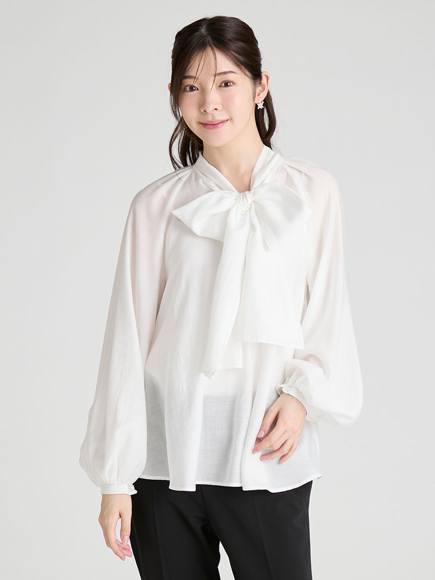 ビッグリボンセミシアーブラウス(ブラウス・シャツ)|TOPS(トップス ビッグリボンセミシアーブラウス(ブラウス・シャツ)|TOPS(トップス