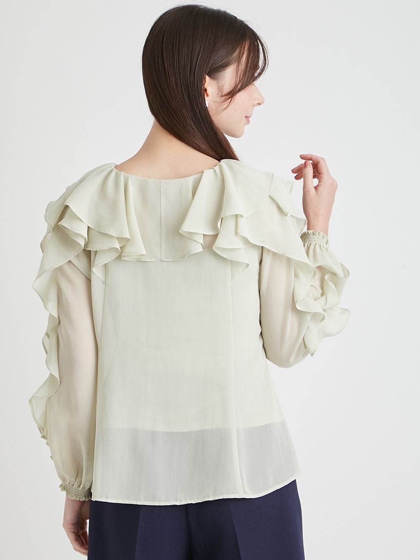洗える】ラッフルフリルブラウス(ブラウス・シャツ)｜TOPS（トップス