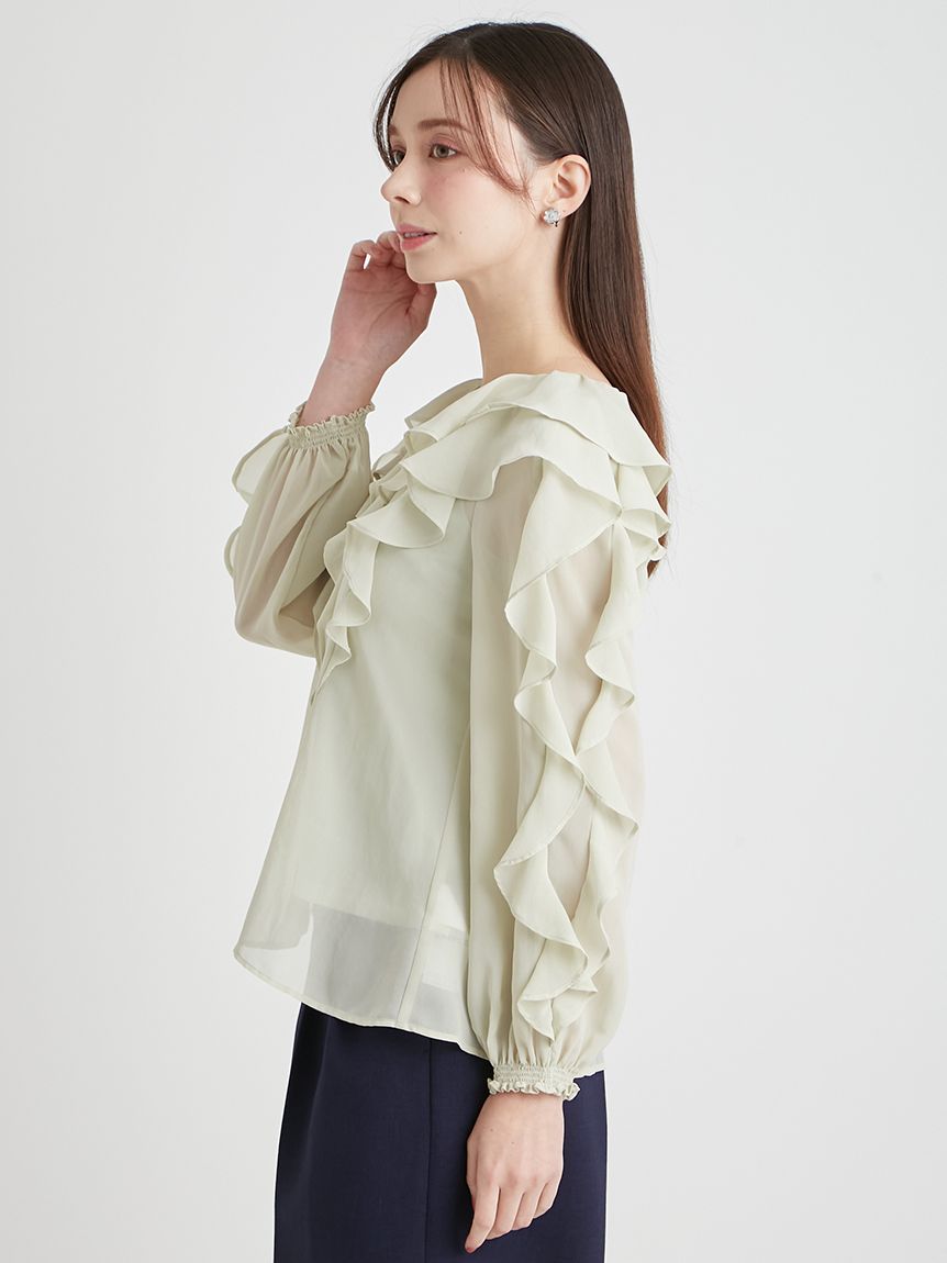 洗える】ラッフルフリルブラウス(ブラウス・シャツ)｜TOPS（トップス
