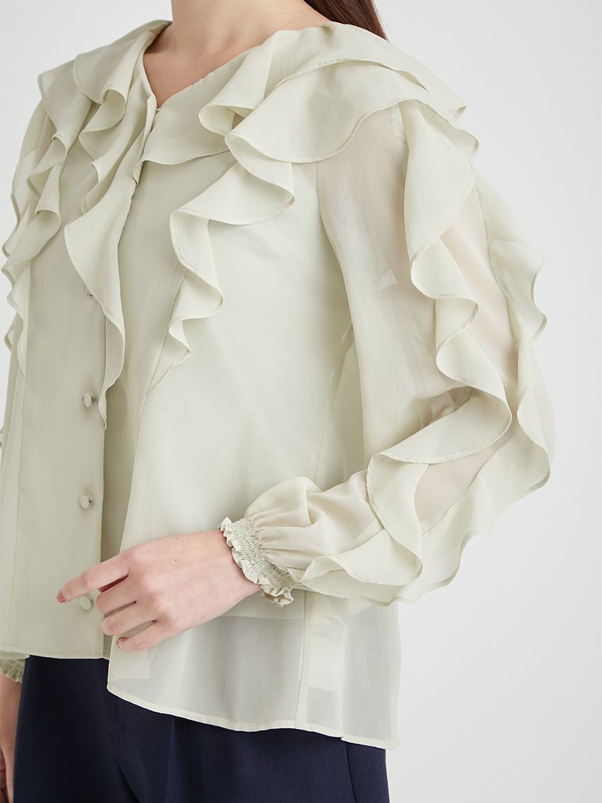 洗える】ラッフルフリルブラウス(ブラウス・シャツ)｜TOPS（トップス