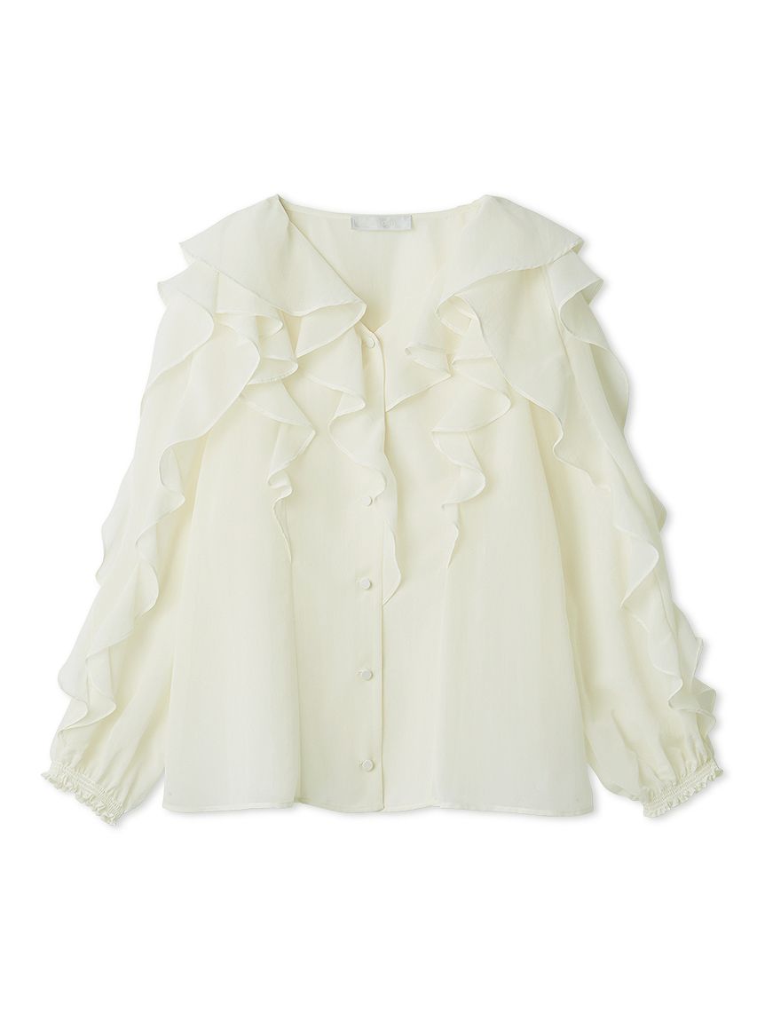 洗える】ラッフルフリルブラウス(ブラウス・シャツ)｜TOPS（トップス