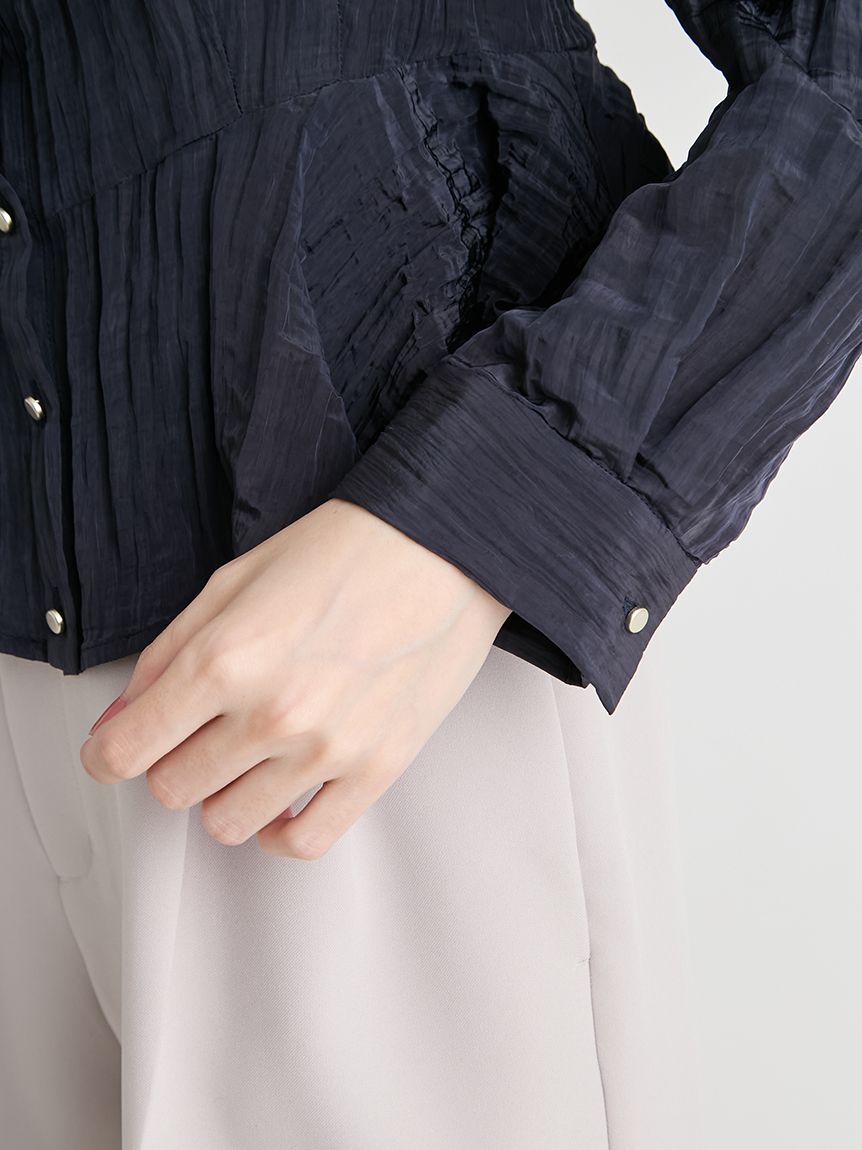 洗える】ワイドカラーペプラムブラウス(ブラウス・シャツ)｜TOPS