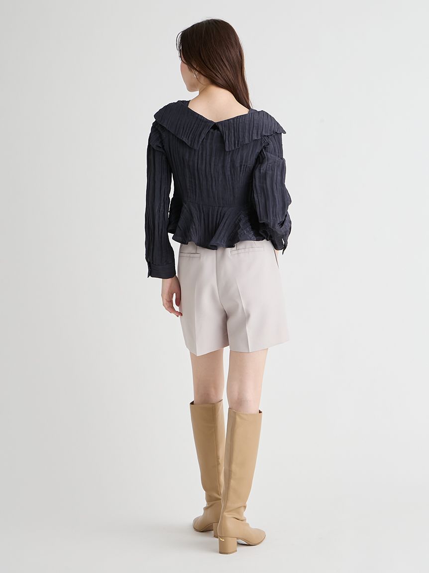 洗える】ワイドカラーペプラムブラウス(ブラウス・シャツ)｜TOPS