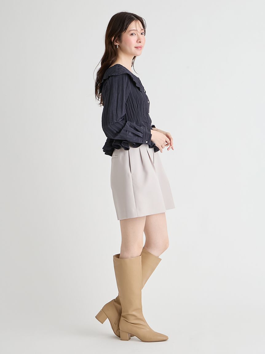 洗える】ワイドカラーペプラムブラウス(ブラウス・シャツ)｜TOPS