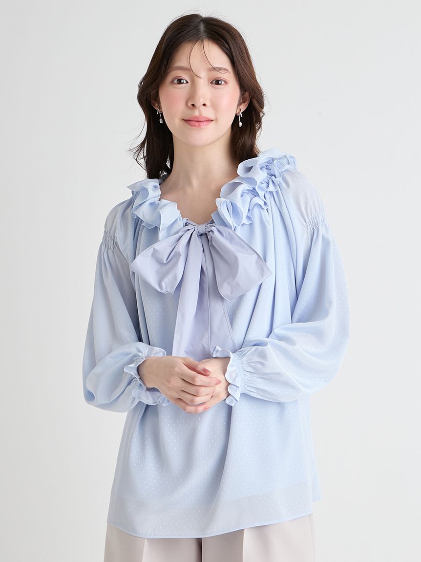 洗える】ビッグリボンスモックブラウス(ブラウス・シャツ)｜TOPS