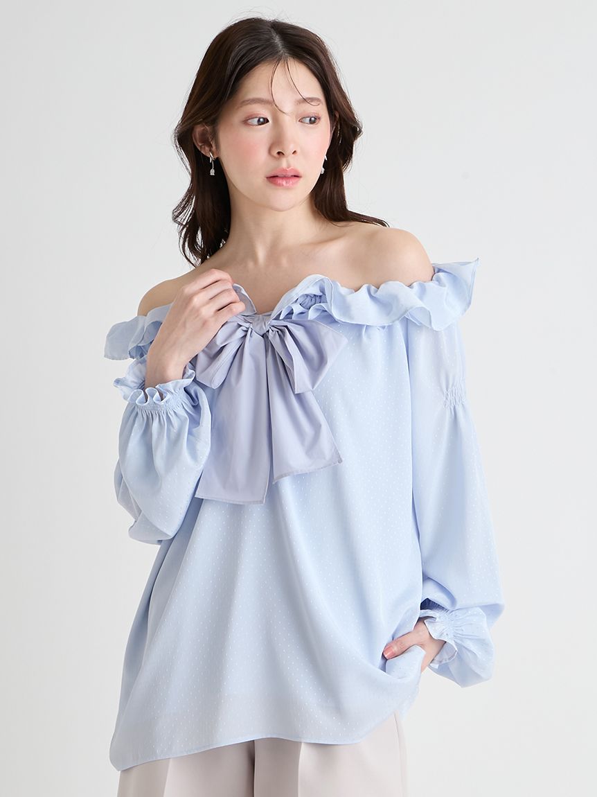 洗える】ビッグリボンスモックブラウス(ブラウス・シャツ)｜TOPS
