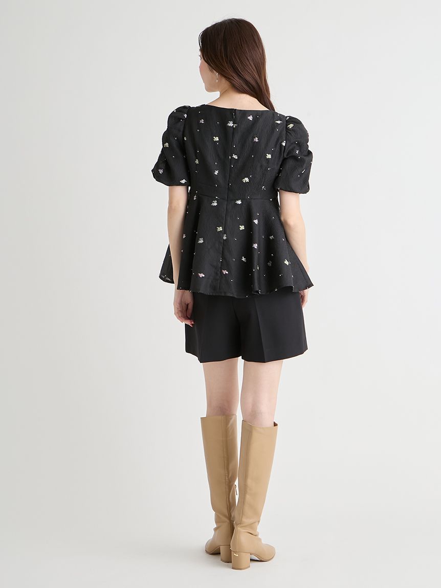 小花ジャガードペプラムブラウス(ブラウス・シャツ)｜TOPS（トップス