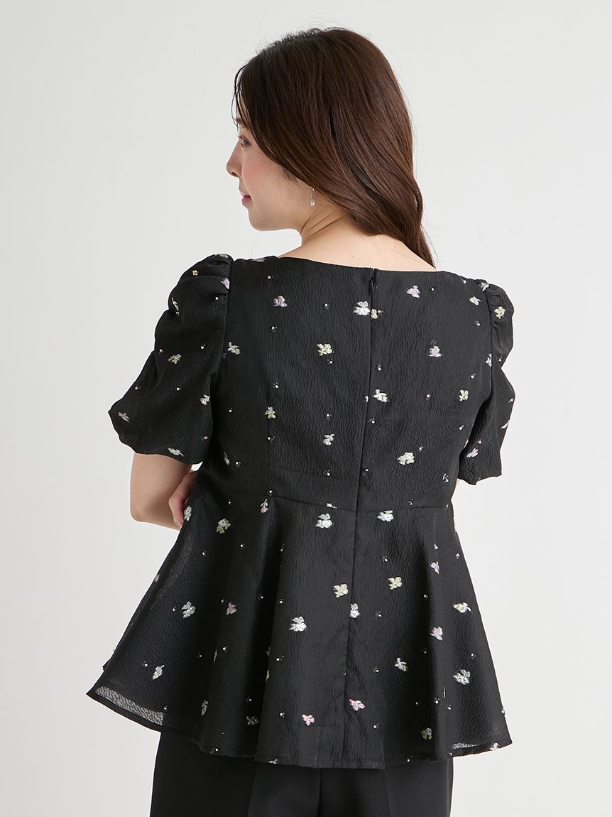 小花ジャガードペプラムブラウス(ブラウス・シャツ)｜TOPS（トップス