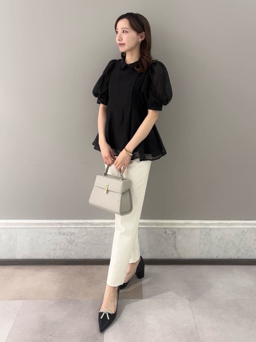 洗える】襟付きメッシュブラウス(ブラウス・シャツ)｜TOPS（トップス