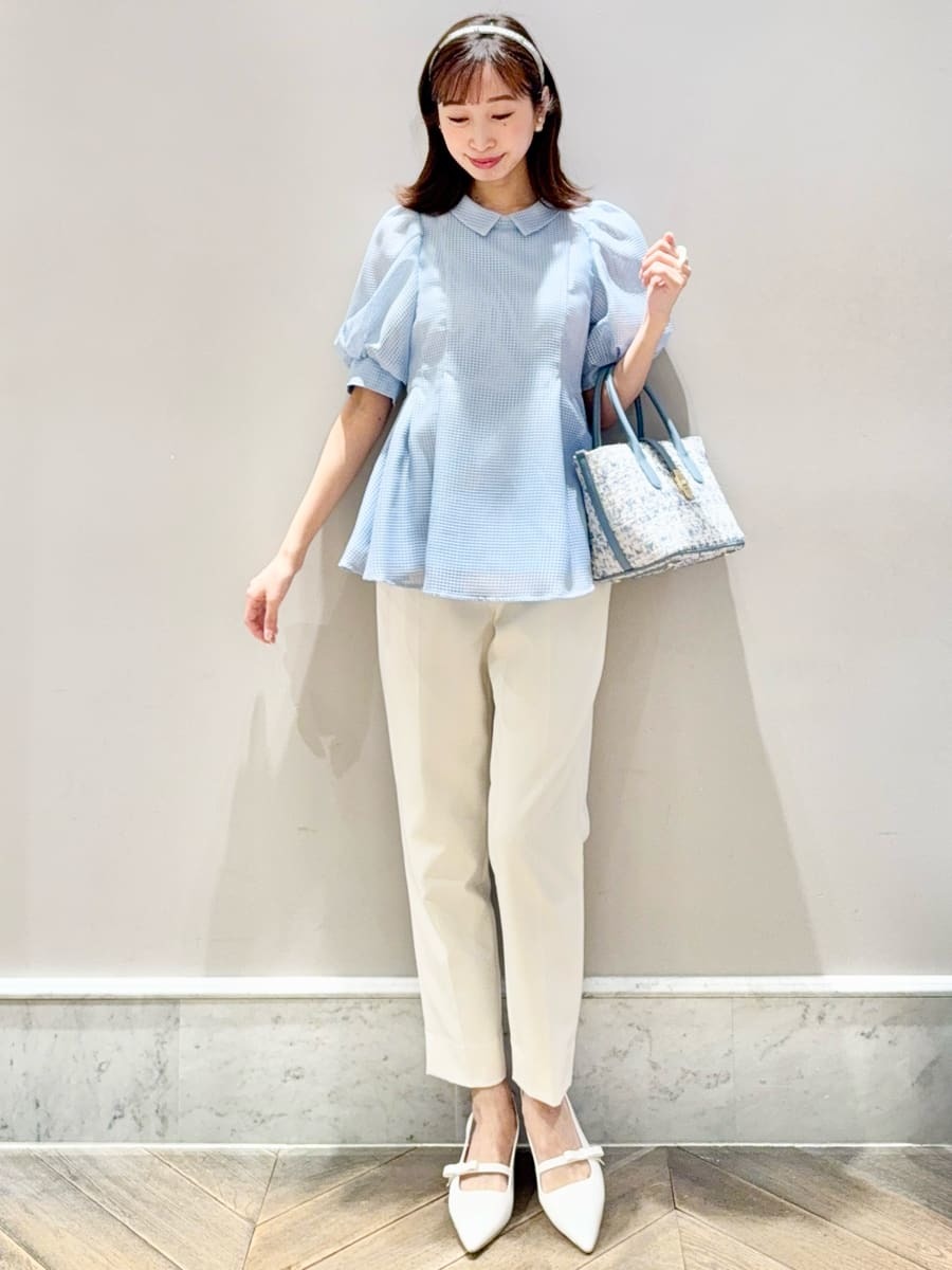 洗える】襟付きメッシュブラウス(ブラウス・シャツ)｜TOPS（トップス