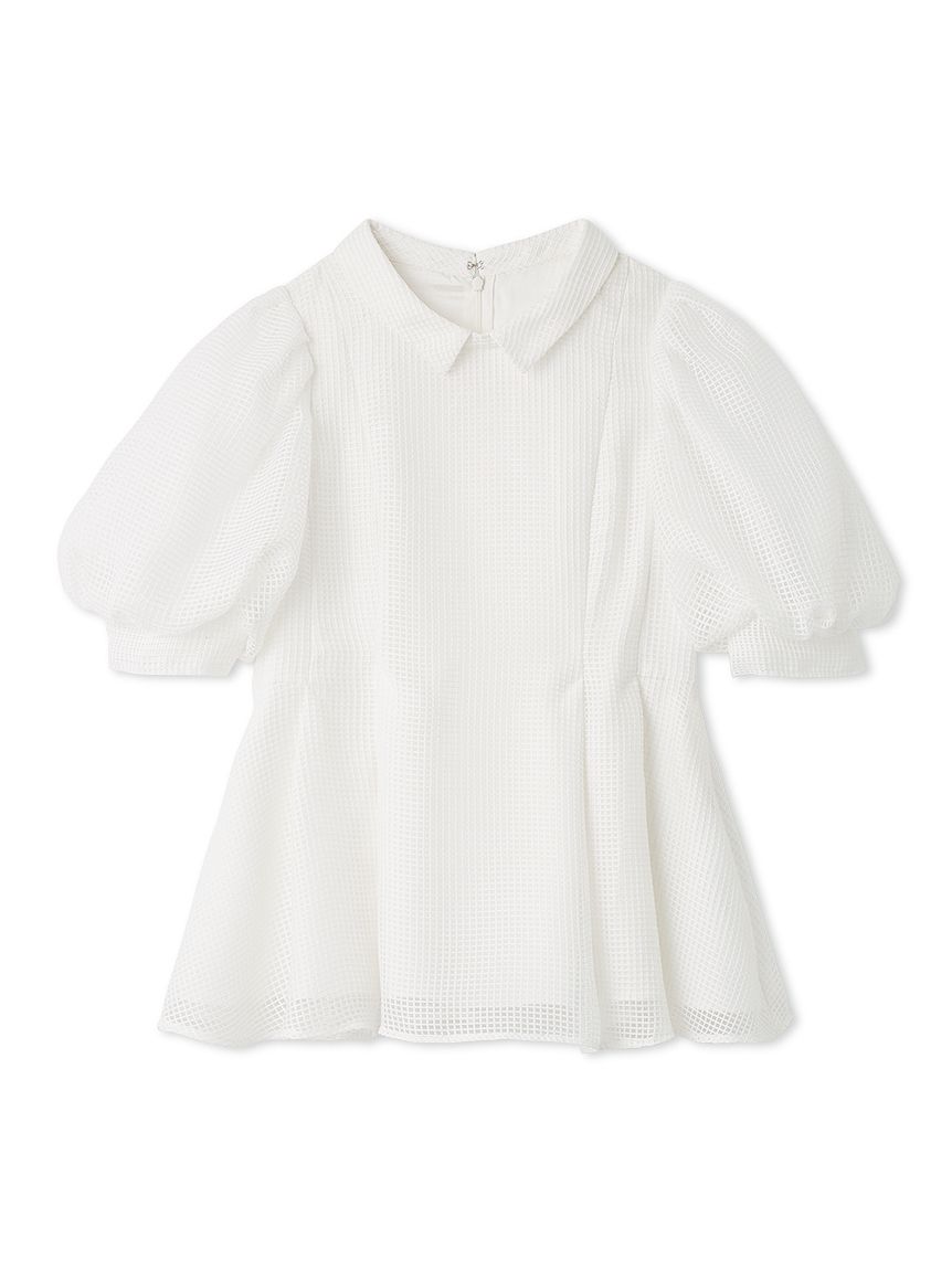 洗える】襟付きメッシュブラウス(ブラウス・シャツ)｜TOPS（トップス