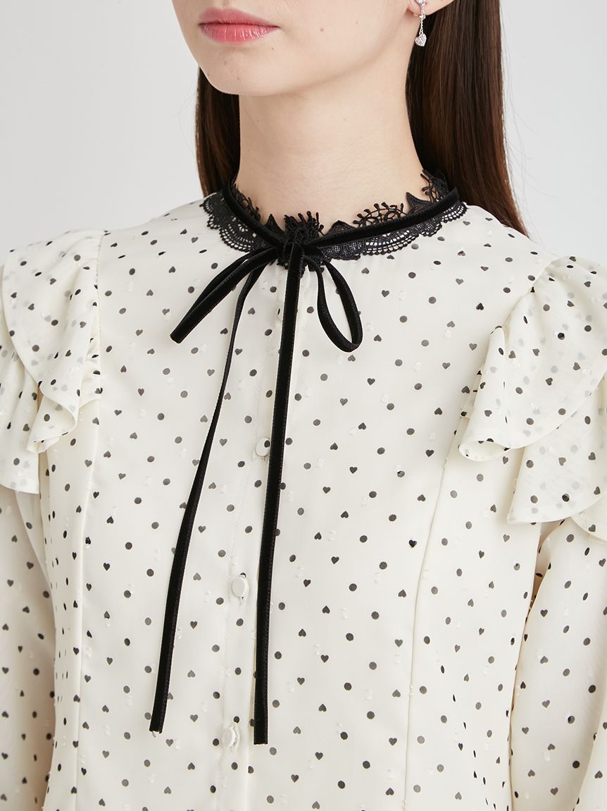 洗える】ハートドットプリントブラウス(ブラウス・シャツ)｜TOPS
