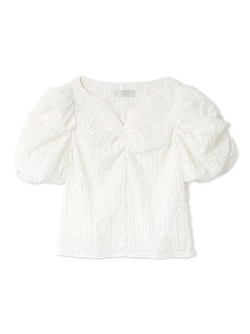 洗える】シアーチェックパフスリーブブラウス(ブラウス・シャツ)｜TOPS