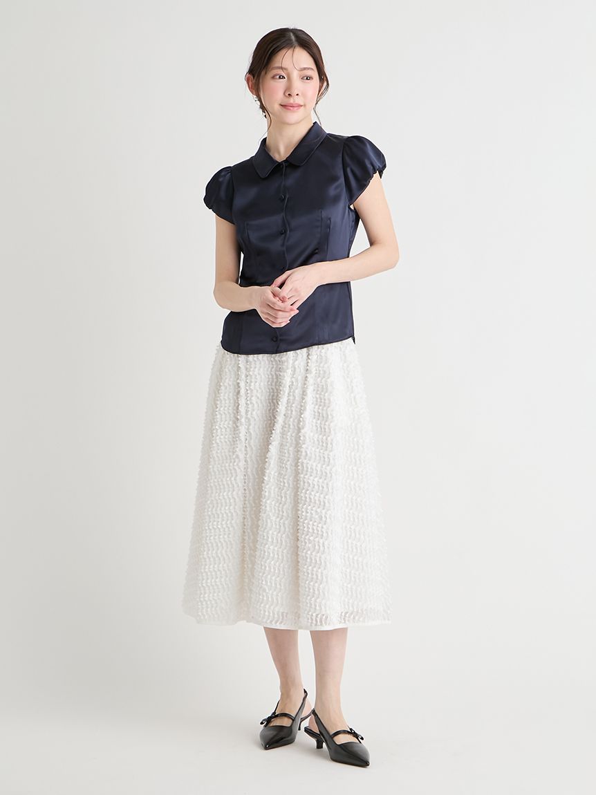 洗える】フロントスカラサテンブラウス(ブラウス・シャツ)｜TOPS
