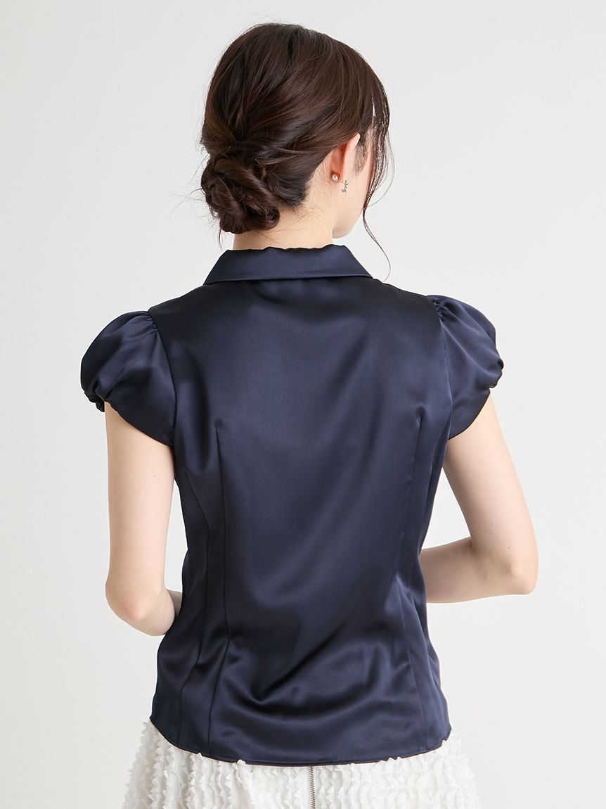 洗える】フロントスカラサテンブラウス(ブラウス・シャツ)｜TOPS