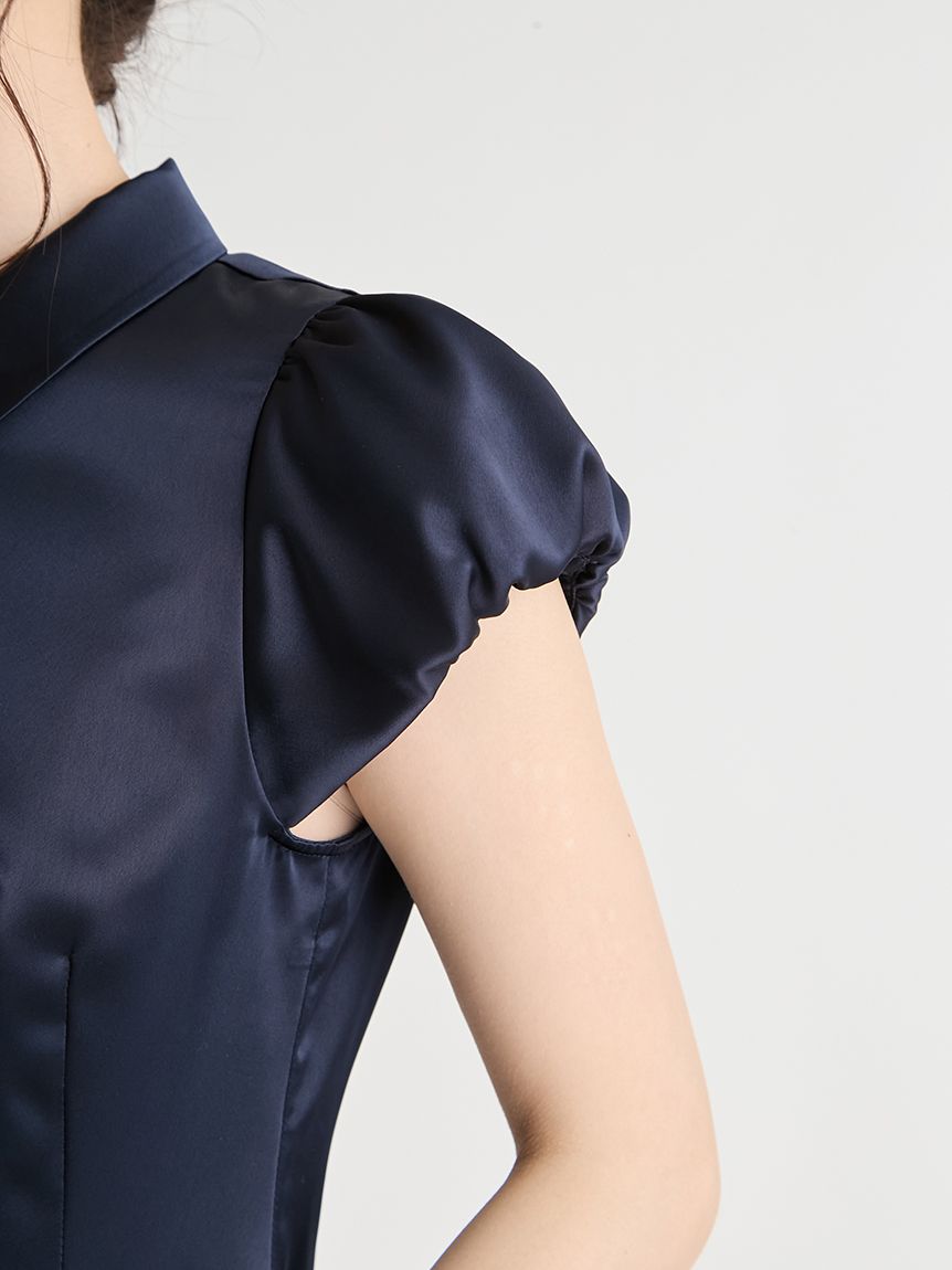 洗える】フロントスカラサテンブラウス(ブラウス・シャツ)｜TOPS