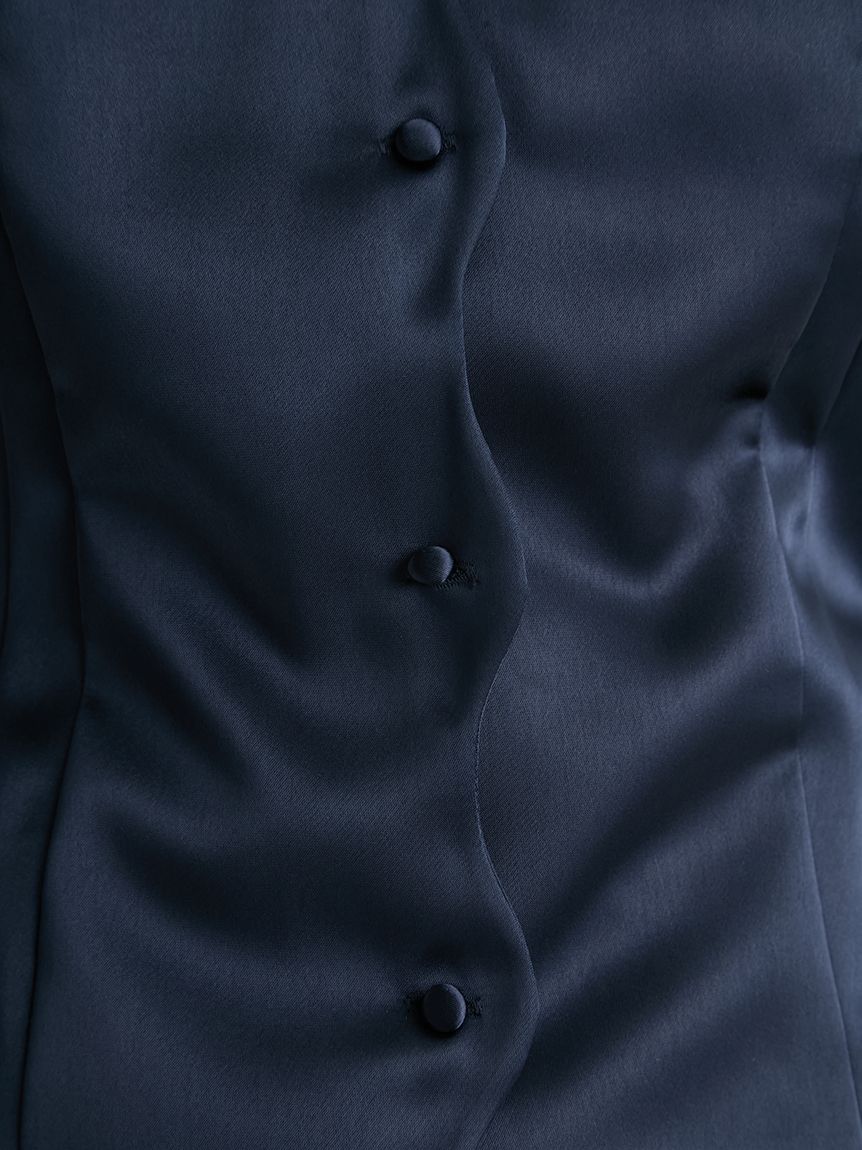 洗える】フロントスカラサテンブラウス(ブラウス・シャツ)｜TOPS