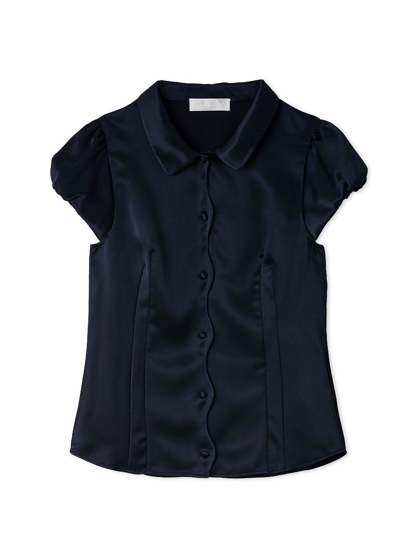 洗える】フロントスカラサテンブラウス(ブラウス・シャツ)｜TOPS