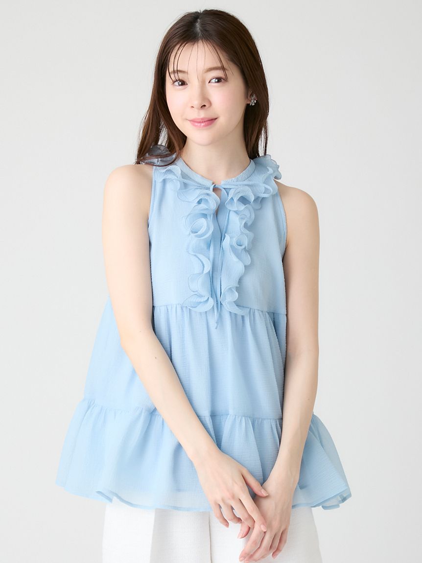 WEB限定カラー】ラッフルフリルネックブラウス(ブラウス・シャツ